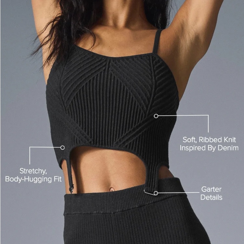 New with tagsalo Black denim knit Top size small